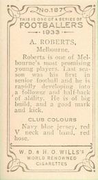 1933 Wills's Victorian Footballers (Small) #187 Archie Roberts Back